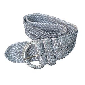 Lake Shore Drive Womens Silver Braided Belt Lg Round Buckle Adjustable Fashion